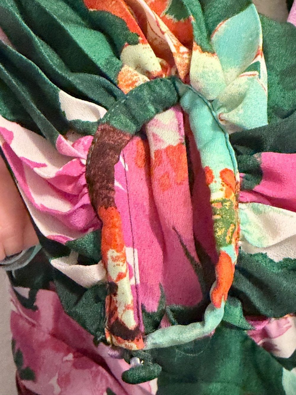 🌸 Maeve Anthropologie Pleated Floral Midi Dress Green V-Neck Size 8 Like New - Picture 9 of 9